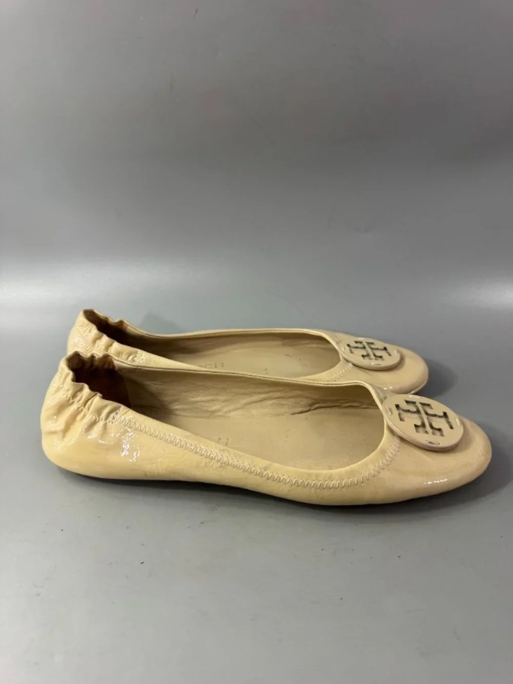 Tory Burch Neutral Patent Leather Ballet Flats, Size 10 M